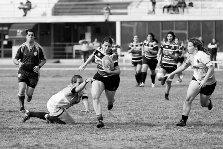 Follow the Energy by A Charrett - picture of women playing rugby