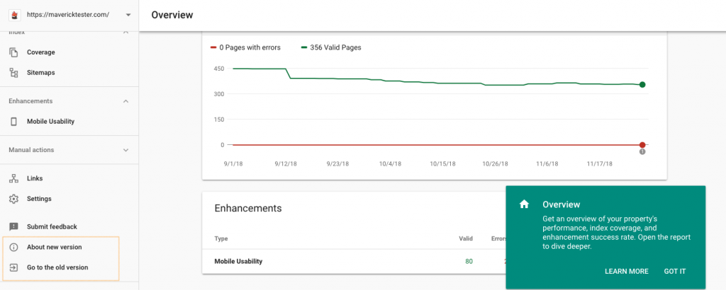 Google WebMaster New Version